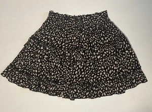 Alter'd State Skirt M Black Cream Flowy Leopard Animal Print Mini - Picture 1 of 5