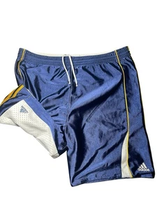 Adidas 3 Stripe Basketball Shorts Men’s XL Blue Reversible Dazzle Silky Shiny - Picture 1 of 14