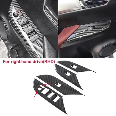 RHD 4PCS ABS Carbon Fiber Window Lift Panel Cover For Toyota Hilux 2015-2023 - image 1 of 4