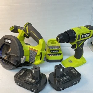 Ryobi 18V 1/2" Cordless Drill Driver PCL206 & 5 & 1/2 In Circular Saw PCL500 - W - Picture 1 of 12