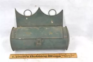 antique tin candle box wall hanging green paint 10x 4.5 in. 18-19thc original - Picture 1 of 9