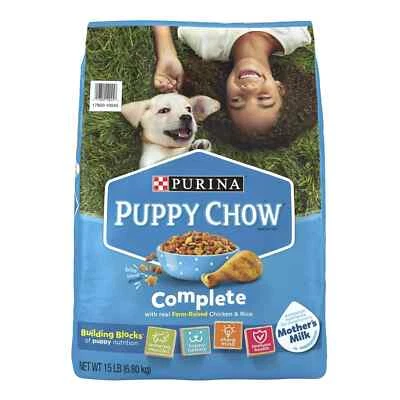 Comida seca completa para perros Purina Puppy Chow, pollo y arroz con alto contenido en proteínas 15 libras Foto 1 de 4