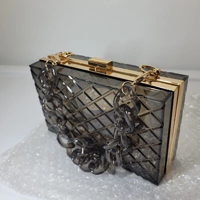 WEDDINGHELPER Bolso sin asas de noche con caja de acrílico, mini monedero de gelatina transparente Foto 1 de 4