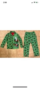 MineCraft-youth Green 'TNT' 2 piece button top pajamas size M - Picture 1 of 5