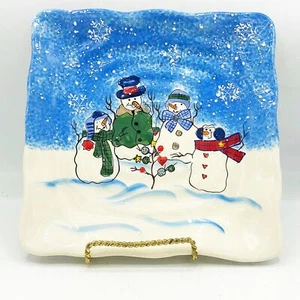 Placa cuadrada de muñeco de nieve de 8,5" con botones St Nicholas - Imagen 1 de 3