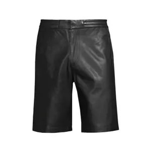 Nero Estivo Pelle Pantaloncini, Uomo Vera Pelle Pantaloncini - Foto 1 di 6
