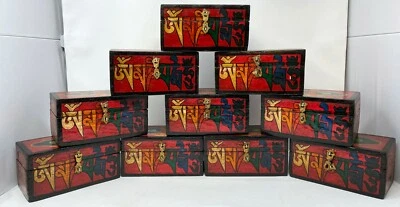 Decorative Trinket Box: Buddhist OM MANI PADME HUM Nepal Tibet Tibetan storage - Image 1 of 4