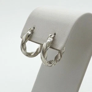 Sterling Silver Round Twisted Hoop Earrings - Picture 1 of 3