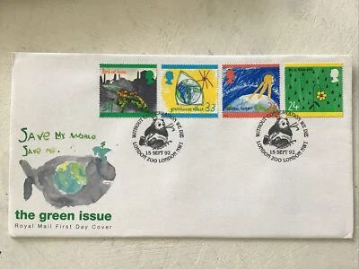 GB QEII 1992 Green Issue Royal Mail FDC London Zoo Panda London NW1 SHS Cat £10+ - Image 1 of 4