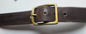 Men's Brown Leather Belt LEVIS Antique Gold Buckle Size Large - Picture 1 of 5