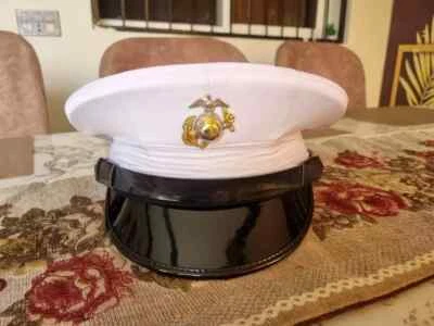 USMC US Marine Corps Dress Blue white enlisted frame hat cover - Image 1 of 4