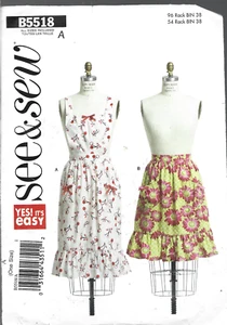 Butterick Yes It's Easy See & Sew Pattern #B5518-Misses Delantal-Talla única - Imagen 1 de 1