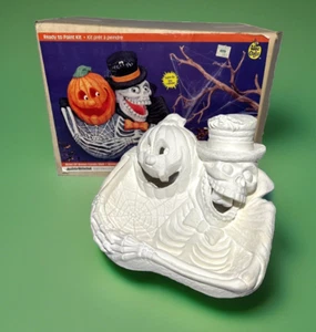 Plato de caramelo vintage Wee Crafts Halloween cuenco de huesos nuevo caja abierta sin pintar - Imagen 1 de 11