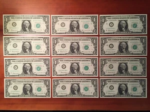 1963 Rare Complete $1 ✫Star✫ All 12 District Set Notes Fr 1900-A* ~ L* Gem Unc - Picture 1 of 5