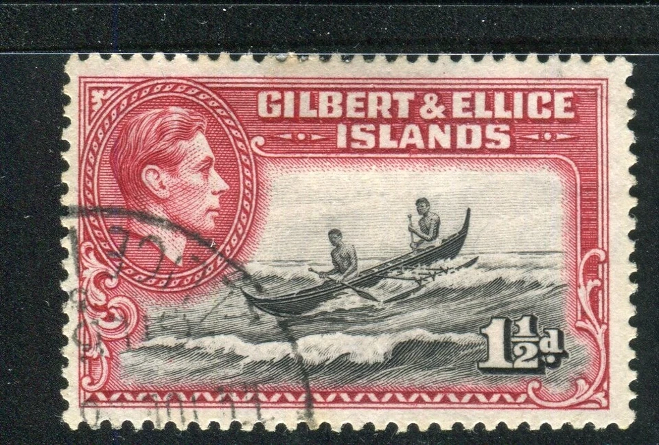 Gilbert & Ellice Islands SG45 1939-55 KGVI 1.5d brownish-black & carmine used — 第 1/1 张图片