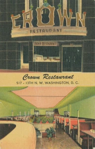 Washington DC * Crown Restaurant 13th St. Interior 1952 - Picture 1 of 2
