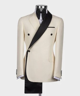 Мужской белый/черный костюм Colorblocking бизнес повседневный моды стиль Blazer брюки - Изображение 1 из 4