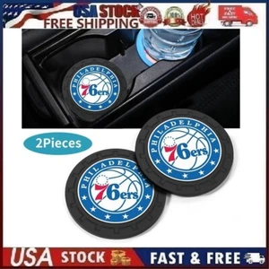 2 pk Philadelphia 76ers Fans Car Cup Mat Car Drink Holder Insert Coaster Set S1 - Picture 1 of 12