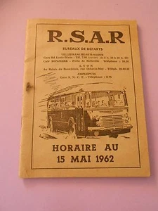 R.S.A.R. Horaire au 15 Mai 1962 Bureaux de Départs Villefranche sur Saone - Picture 1 of 2