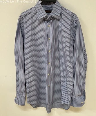 Etro Men's Blue Purple Striped Button Down Shirt Size 42 Made in Italy - Image 1 of 4
