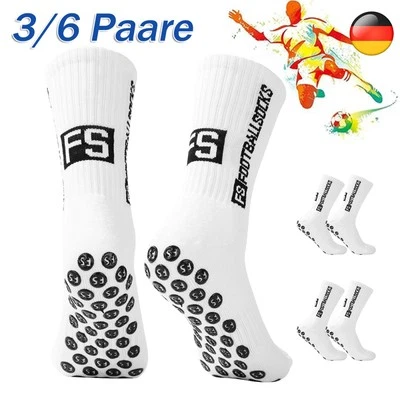 MARKENLOS 3/6 Paare FS FootballSocks Anti-Rutsch Grip Socken Fußball Fitness 35-39 Kinder