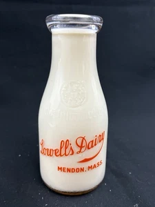 Lowell’s Dairy Mendon Massachusetts Una Pinta Naranja Piro Botella de Leche De Colección Pt - Imagen 1 de 11