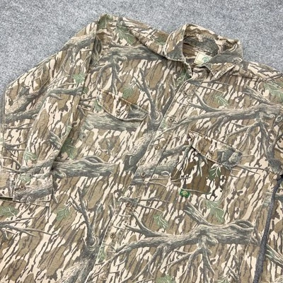 Vintage Mossy Oak Camo Flannel Button Up Shirt Men Size L Treestand Made in USA - Image 1 of 4
