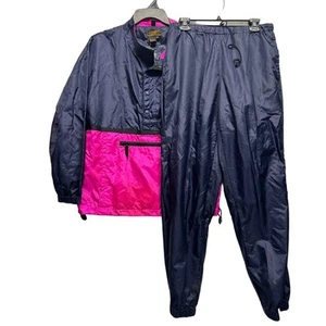 VTG Eddie Bauer Windbreaker TrackSuit Women Small Nylon Pink Blue  - Picture 1 of 10
