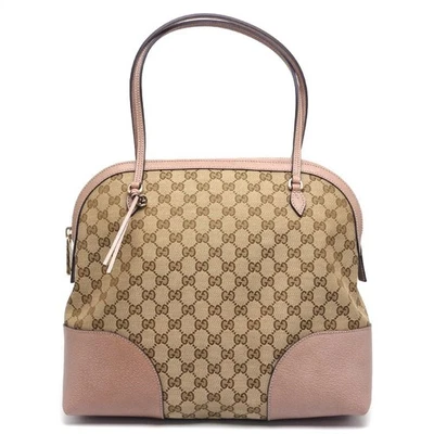 GUCCI Tote Bag 323673 GG Canvas Shoulder Bag Pink Beige A4 Size - Image 1 of 4