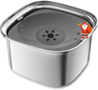 Ciotola Dell'Acqua per Cani Da 3 L, in Acciaio Inox, Con Coperchio, Senza Fuoriu - Immagine 1 di 4