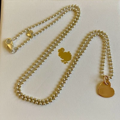 Dodo Pomellato Collana Argento 50 Cm Ciondolo Cuore Grande Oro Rosa Unisex Origi - Immagine 1 di 4