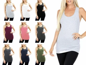 Womens Cotton Smooth Racerback Tank Top Stretch Workout Fitness Yoga Basic - Picture 1 of 30