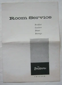 Vintage 1960's THE SHERMAN Hotel Chicago Room Service Menu - Picture 1 of 7