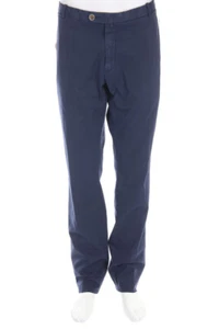 LUIGI BORRELLI NAPOLI pantaloni chino cotone 44 blu navy NUOVI - Foto 1 di 6