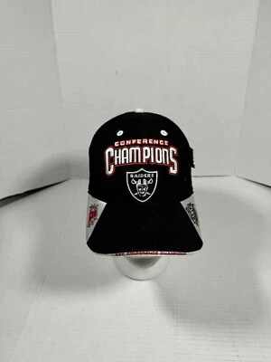 Oakland Raiders Superbowl XXXVII Conferencia Campeones Sombrero con Correa con Pin Foto 1 de 4