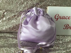 LILAC DUCHESS SATIN DOLLY BAG MAID. WEDDING PROM FLOWERGIRL*UK MADE/SELLER* - Picture 1 of 27