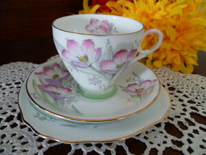 ROYAL STAFFORD BONE CHINA MADE IN  ENGLAND TULIP TEA cup, saucer and plate