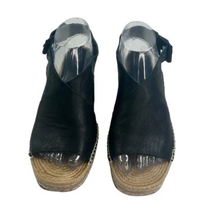 Rag & Bone Women SZ 7/37 Black Leather Crisscross Strappy Espadrille Sandal Boho - Image 1 of 4