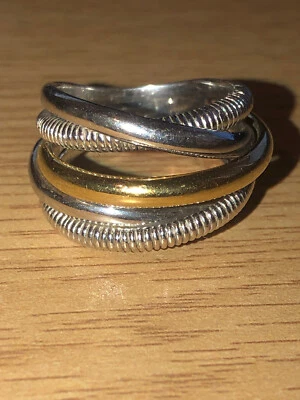 Vintage 925 Sterling Silver & 18ct Yellow Gold Judith Ripka Ring Size K - Image 1 of 4