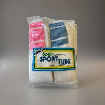 Paquete de 6 pares de calcetines Kmart de colección sobre el tubo de la pantorrilla niñas 9-11 años 70 80 NOS a rayas Foto 1 de 4