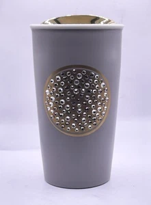 Tazza da viaggio edizione limitata Starbucks cristalli Swarovski grigio con coperchio oro 12 oz - Foto 1 di 7