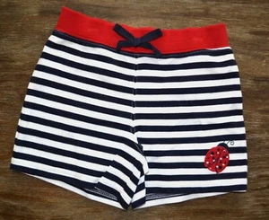 Hartstrings Striped Knit Girls Shorts.  Navy Blue, White, Red Ladybug, size 6 - Picture 1 of 1