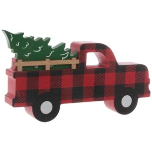 Buffalo Check Truck decoración de madera de Navidad - Imagen 1 de 2