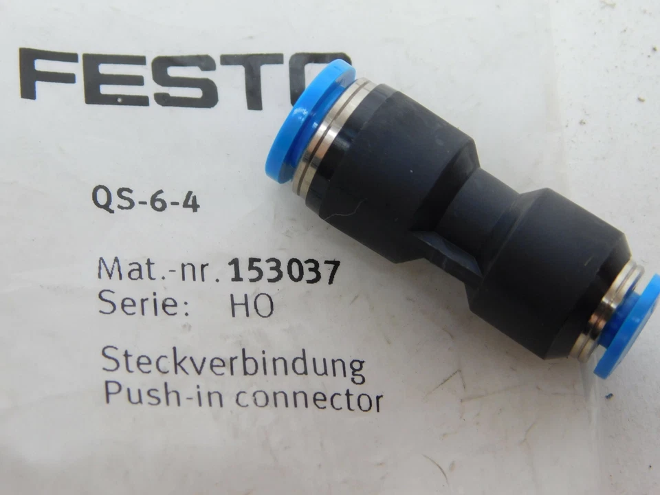 NEW! FESTO Model - QS-6-4 Part#- 153037 PUSH-IN CONNECTOR FREE SHIPPING! B LV