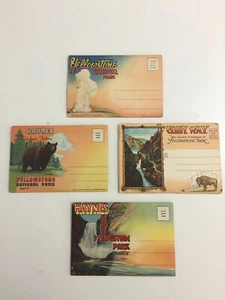 Lote de 4 carpetas postales de recuerdo de Yellowstone Cody Way Haynes Curt Teich YNP - Imagen 1 de 12
