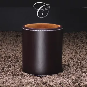 Stifteköcher aus PU-Leder in Braun - Stiftehalter Stiftebecher Stiftebox Köcher - Picture 1 of 2