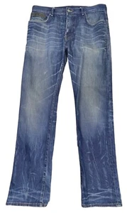 G STAR RAW Jeans Originals Men's Blue Distressed Button Fly Straight Leg Sz 35 ? - Picture 1 of 17