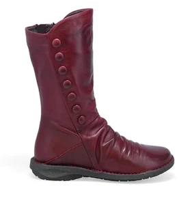 Miz Mooz Leather Ruched Mid Boots-Petrillo Bordeaux Size 7 Retails $220 - Picture 1 of 7