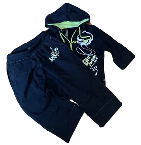 Mecca Femme Juniors Sweatsuit Crop Pants Hoodie Jacket Set Black Large VTG Y2K - Picture 1 of 8