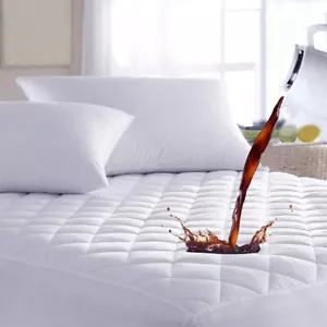 Quilted Mattress Protector Waterproof Pad White Color Comfortable Mattress Cover - Picture 1 of 64